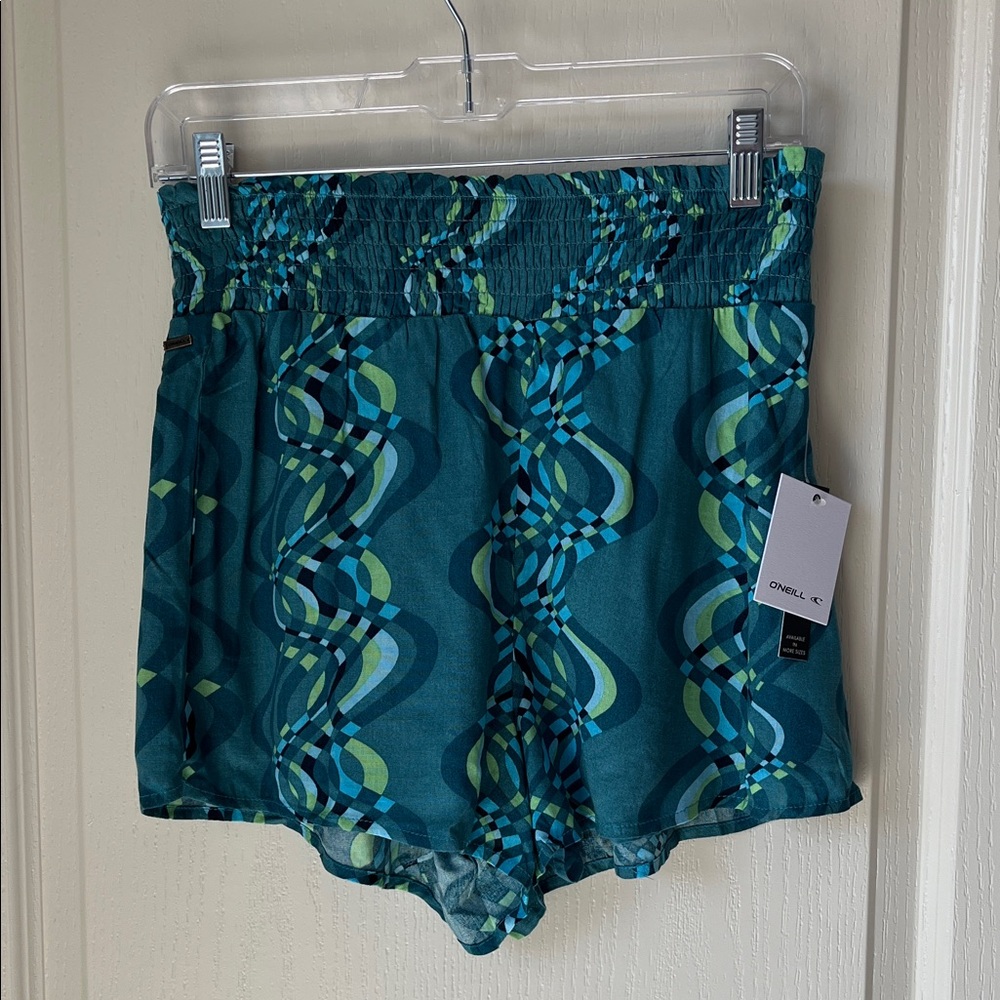 NWT O'Neill Women’s Size M Printed Woven Casual Beach Shorts in Blue Moon
